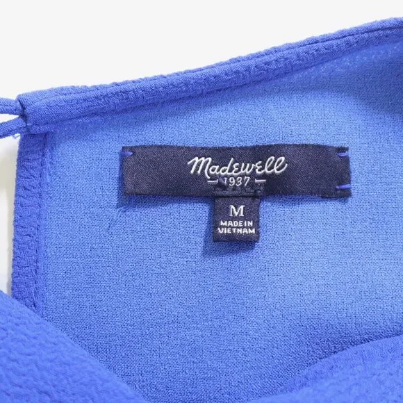 Madewell Size M Tailored Tee High Low Crepe Blouse Short Sleeve Blue - Picture 9 of 11